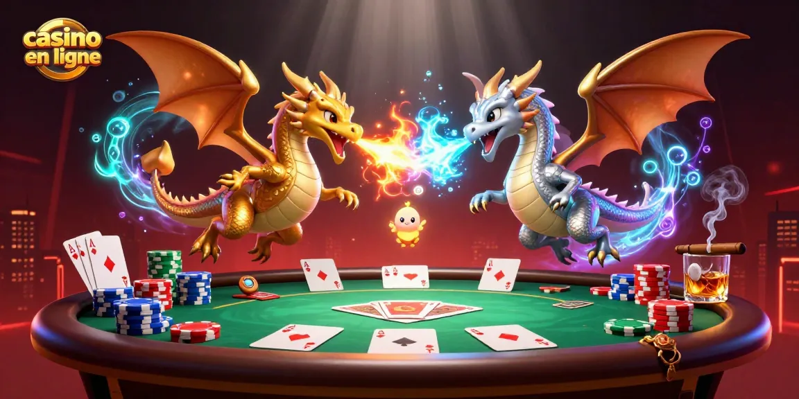Immergez-vous dans un casino en ligne vibrant avec des dragons et des jetons de poker !