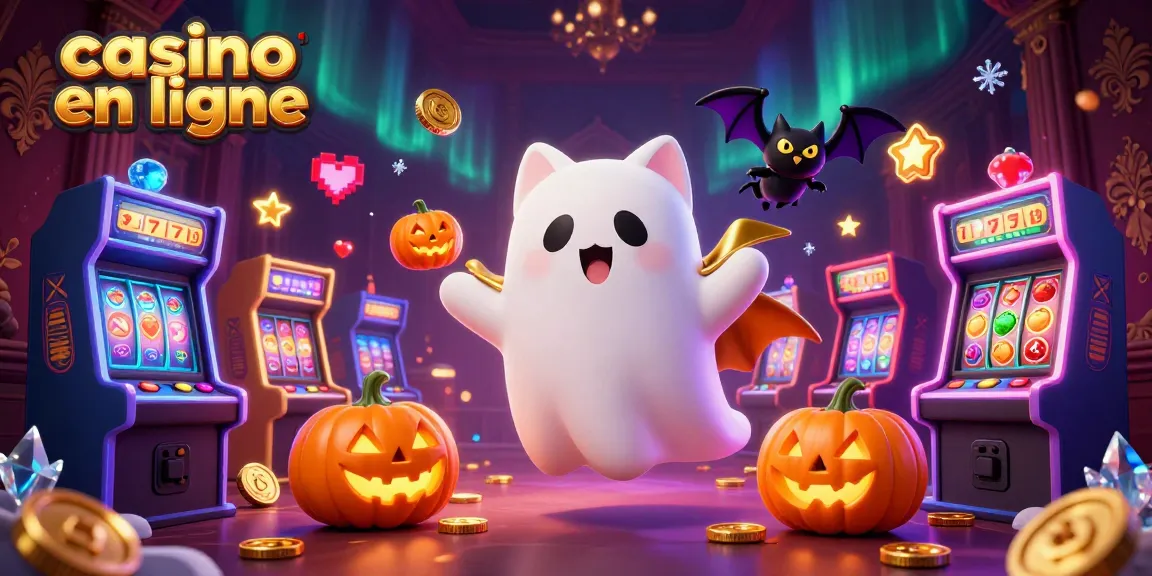 Jouez à casino en ligne avec un chat fantôme, une chauve-souris, et des machines à sous animées.