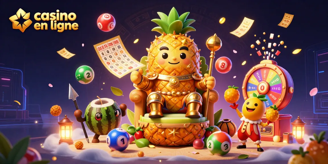 Casino en ligne : les personnages ludiques d'un jeu de loterie festif sur une plage