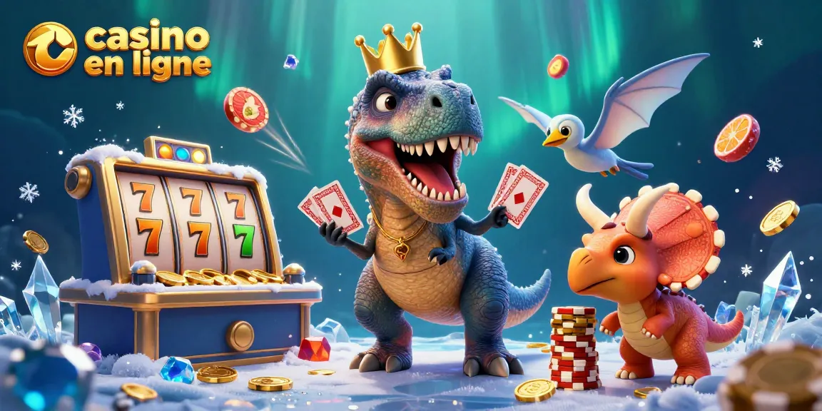 Le jeu passionnant au casino en ligne avec un T-Rex et un triceratops qui s'amusent.