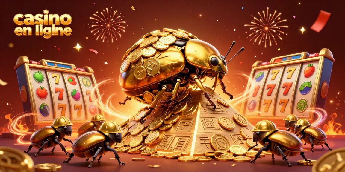 Découvrez les symboles du casino en ligne avec ce scarabée en or et ses bonus fascinants.